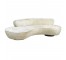 Sofa-Contemporary Kidney- Plush Beige Fabric