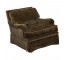 CLUB CHAIR-Brown Velour Paisley Fabric