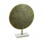 TEXTURED METAL SCULPTURE-Round Brass Colored Aluminum W/Circle Impressions