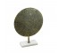 TEXTURED METAL SCUPTURE-Round Brass Colored Aluminum W/Houndstooth Pattern