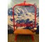 SKI LIFT-Chair/Red Metal Frame W/Wood Plank Seat