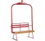 SKI LIFT-Chair/Red Metal Frame W/Wood Plank Seat