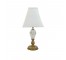 LAMP-Table-White Milk Glass W/Painted Flowers & Wood Base