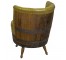 BARREL CHAIR-W/Mustard Leather Chanel Back Tufte