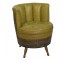 BARREL CHAIR-W/Mustard Leather Chanel Back Tufte