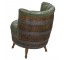 BARREL CHAIR-Green Leather Chanel Back Tufted