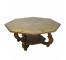 COFFEE TABLE-Octagon Shape Fruitwood W/8 Inset Brass Flowers