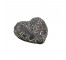 CERAMIC HEART-Brown W/Relief Leaf & Floral Design