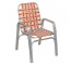 BEACH CHAIR-Aluminum Frame W/Orange & White Nylon Webbing