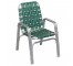 BEACH CHAIR-Aluminum Frame W/Green & Black Nylon Webbing