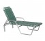 BEACH LOUNGE CHAIR-Aluminum Frame W/Green & Black Nylon Webbing