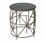 END TABLE-Round Mirrored Glass Top W/Matt Brass Base