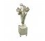 SCULPTURE-Distressed White Metal Tulips W/Square Base