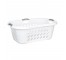 LAUNDRY BASKET-White Plastic W/Grey Handles