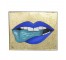 PAINTING-Blue Lips On Glitter Gold Background