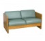 LOVESEAT-Blue/Green Cushions & Light Oak Frame