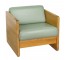 ARM CHAIR-Green Cushion & Light Oak Frame