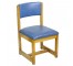 SIDE CHAIR-Dark Blue Cushion W/Light Oak Frame