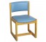 SIDE CHAIR-Light Blue Cushions W/Light Oak Frame