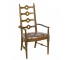 DINING ARM CHAIR-Vintage Oak Ladder Back W/Clover Cutout Detail