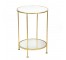 TALL GOLD SIDE TABLE-Round W/Under Shelf