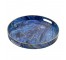 ROUND TRAY-Navy & Gold Faux Marble