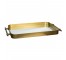 TRAY-Brushed Brass Rectangle W/Mirrored Surface