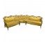 CHAISE RAF-Vintage Gold Fabric W/Tufted Design & Fruitwood Frame