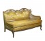 CHAISE RAF-Vintage Gold Fabric W/Tufted Design & Fruitwood Frame