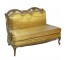 LAF CHAISE-Vintage Gold Fabric W/ Tufted Design W/Fruitwood Frame