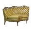 CORNER CHAISE-Vintage Gold Tufted Back W/Fruitwood Frame