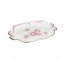 PLATTER-SERVING-Pink Ombre Glass w/Waved Edges & Flowers