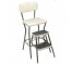 STEP LADDER STOOL-Vintage Beige & Chrome