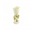 VASE-White w/Flower & Leaves Raised-Gold Arms