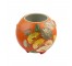 VASE-Orange Globe w/Painted Flowers-Small Ear Handles