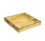 TRAY-Faux Burled Wood Square W/Edge & Cutout Handles