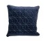 THROW PILLOW-Square Navy Velvet W/White Stitch Diamond Pattern