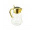 PITCHER-w/Gold Lid-Cut Glass & Etched Floral/Grape Print