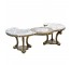 COFFEE TABLE- Boomerang Shape W/Marble Top & Ornate Wood Carved Base