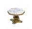 COFFEE TABLE-Clover Shape W/Marble Top & Ornately Carved Wood Base