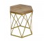 SIDE TABLE-Hexagon W/Gold Frame & Raw Wood Top