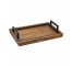 TRAY-Acacia Wood Tray w/ Metal Handles