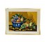 NEEDLEPOINT-Blue Fruit Basket w/Fruits on Side