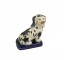 DOG FIGURINE-(LAF)BLACK & White Spaniel on Navy Pillow