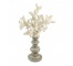 SCULPTURE-White Coral Branches on Silver Turned Base