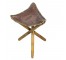 STOOL-African Brown Leather Seat w/Wooden Tripod Legs -Africa Centered