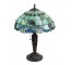 TABLE LAMP-Stain Glass Shade (Blue & Green)W/Bronze Base