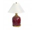 TABLE LAMP- Burgundy Lamp W/Diamond Design on Brass Base