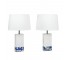 TABLE LAMP-White Marble W/Blue Marble at Base