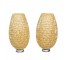 TABLE LAMP-Natural Rattan Cylinder W/Silver Base